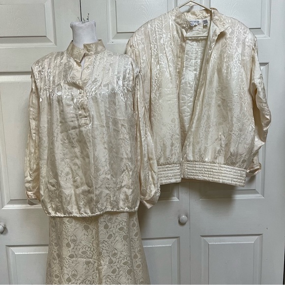 Vintage Stanley Nelson Pure Silk 3 Piece Skirt Suit Size Large - Picture 15 of 16